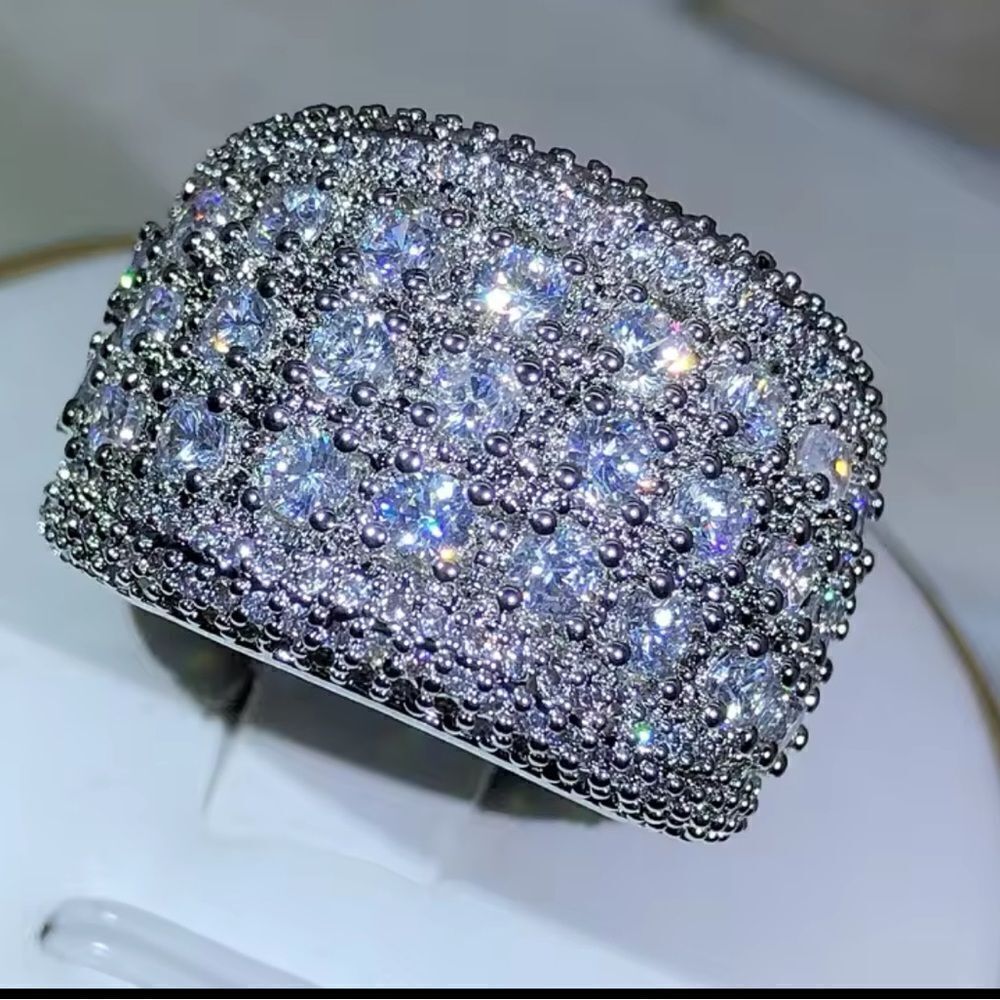Sterling Silver 925 Pave Zirconium Statement Ring - Picture 4 of 14